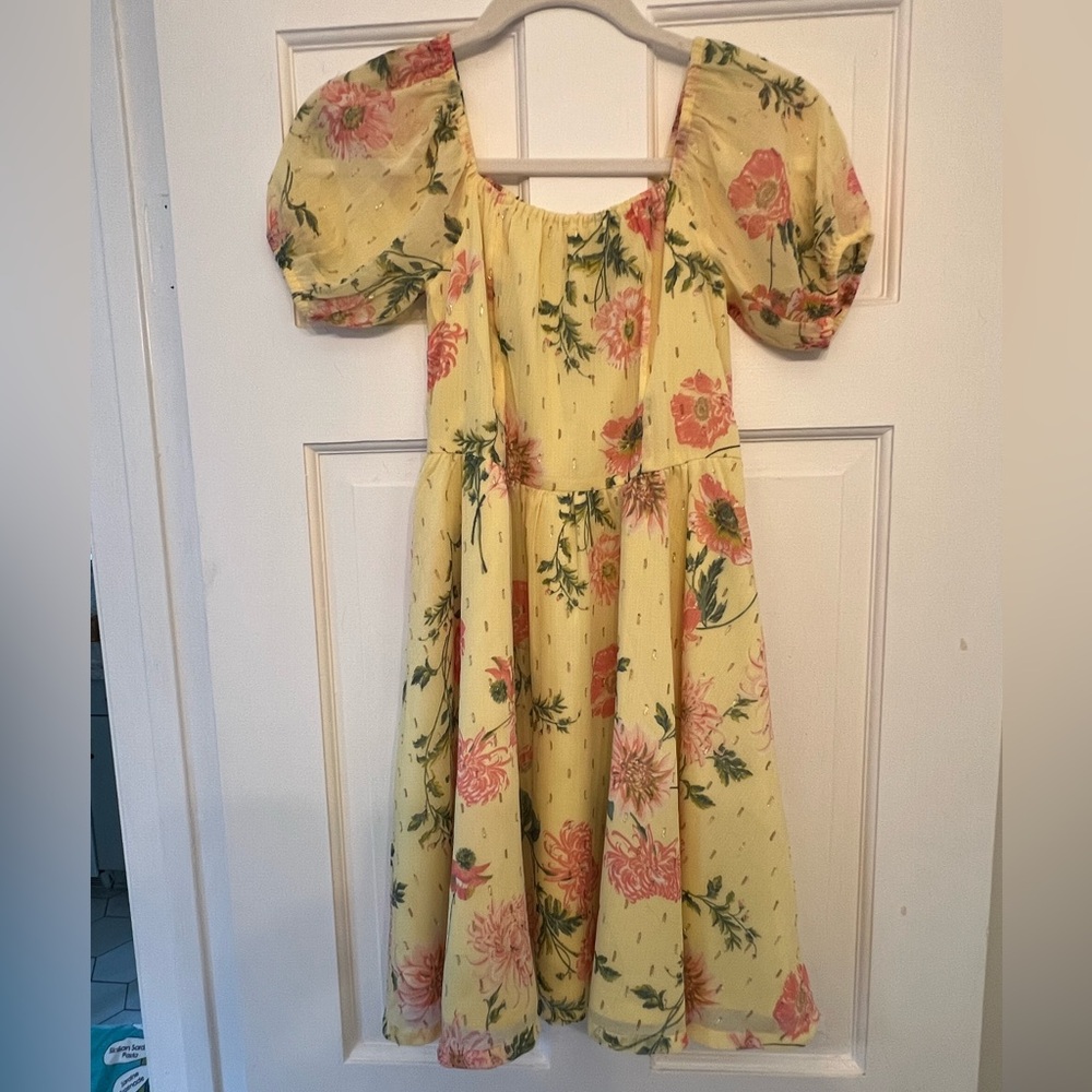 Nordstrom Yellow Floral Sundress with Pink Accents